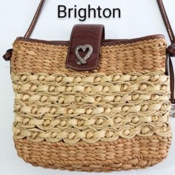 Brighton Bags Brighton Sadie Seagrass Straw Leather Shoulder Bag